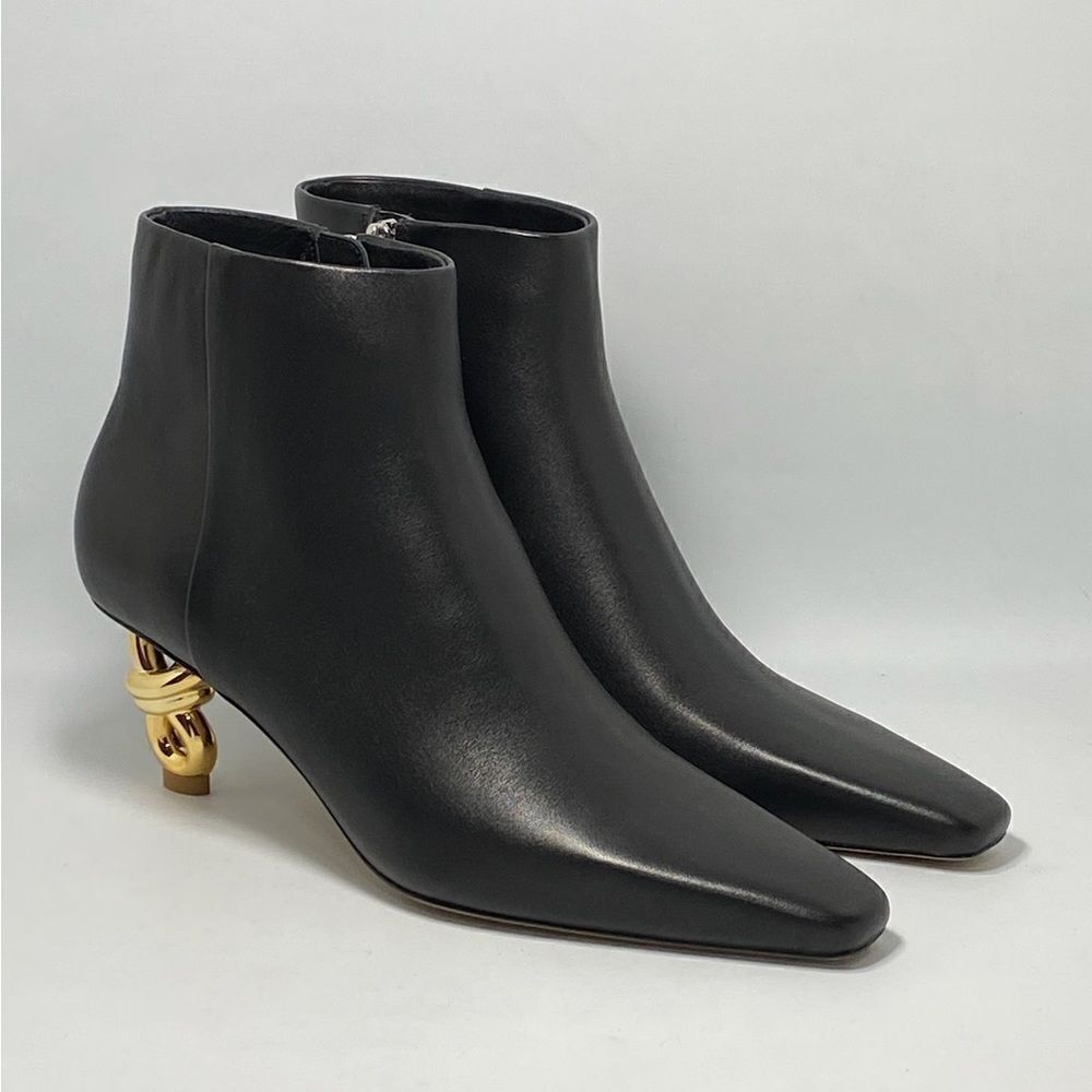 Jonathan Simkhai Bodhi Leather Knot-Heel Ankle Boots size 40